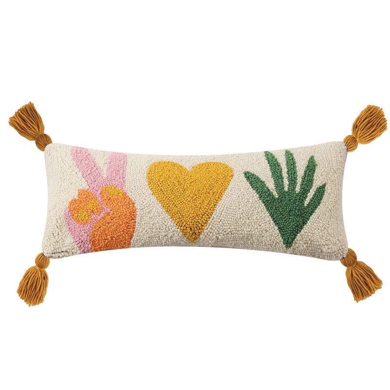 Peace Love Plants With Tassles Hook Pillow - Peking Handicraft - Terra Cotta Gorge Co.
