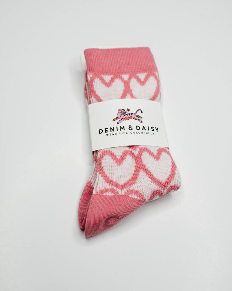 Pink Heart Socks - Denim & Daisy - Terra Cotta Gorge Co.