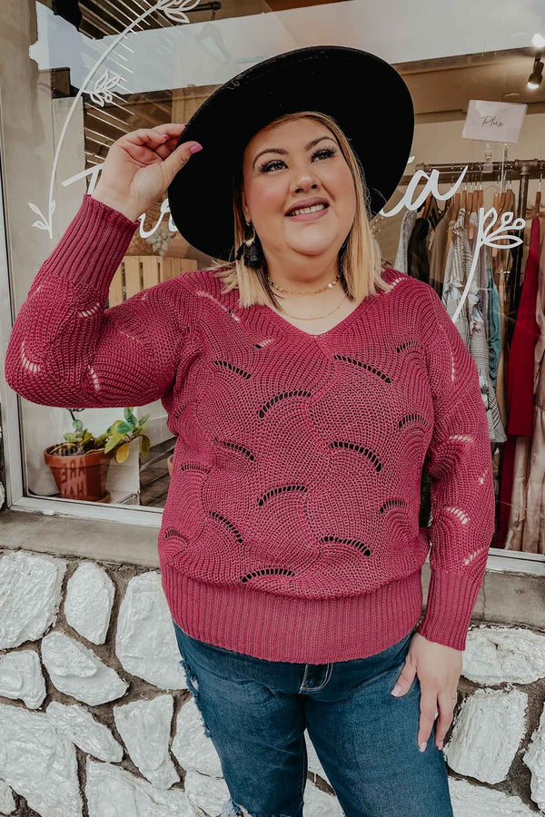 Plus French Rose Sweater - Terra Cotta Gorge Co.