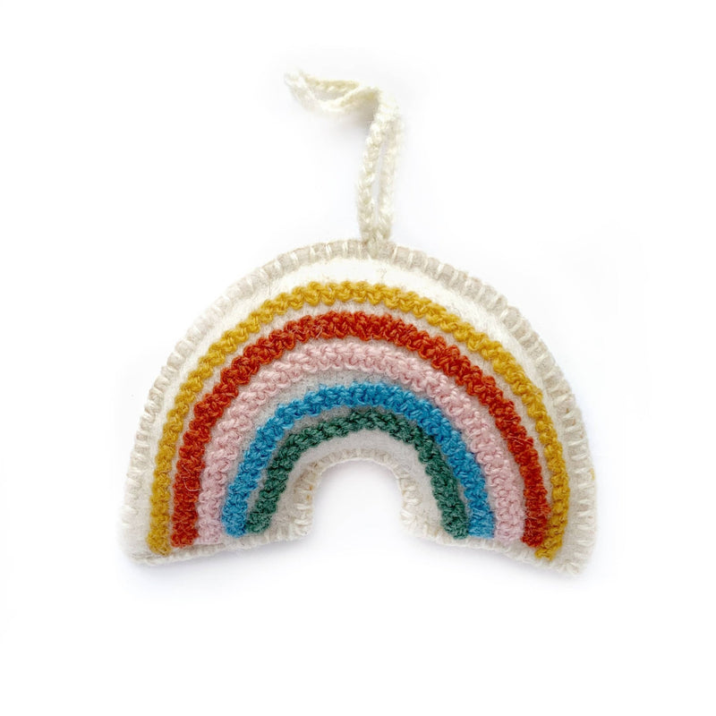 Rainbow Embroidered Wool Christmas Ornament - Ornaments 4 Orphans - Terra Cotta Gorge Co.
