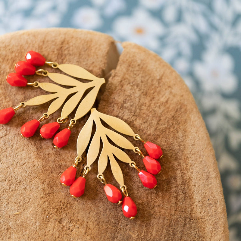 Red Bead Chandelier Studs - Nest Pretty Things - Terra Cotta Gorge Co.