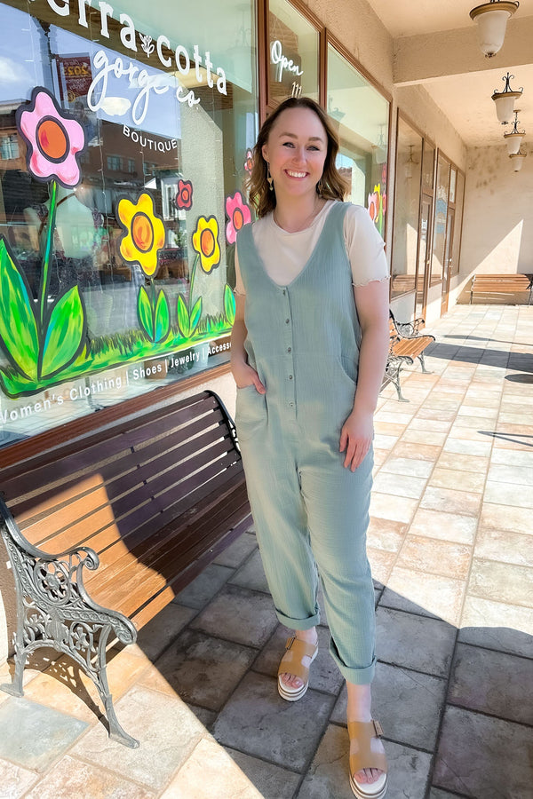 Sage Cotton Jumpsuit - Terra Cotta Gorge Co.