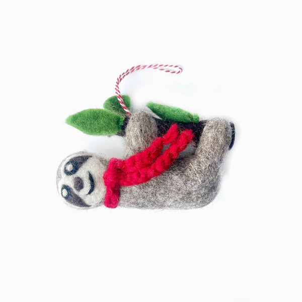 Sloth Felt Wool Ornament - Ornaments 4 Orphans - Terra Cotta Gorge Co.
