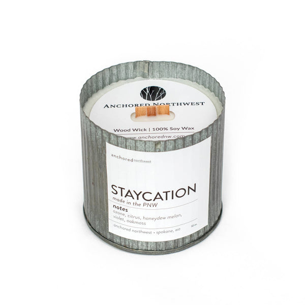 Staycation Wood Wick Rustic Farmhouse Soy Candle - Terra Cotta Gorge Co.