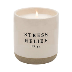 Stress Relief Soy Candle - Cream Stoneware Jar - 12 oz - Sweet Water Decor - Terra Cotta Gorge Co.