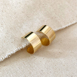 Wide Flat Polished Half Hoop Earrings - GoldFi - Terra Cotta Gorge Co.